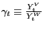 $ \gamma_{t} \equiv\frac{Y_{t}^{V} }{Y_{t}^{W} }$
