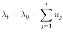 \displaystyle \lambda_{t}=\lambda_{0}-\sum\limits_{j=1}^{t}u_{j}%