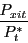 \begin{displaymath} \frac{P_{xit} }{P_t^\ast } \end{displaymath}