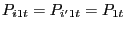 $ P_{i1t} = P_{i^{\prime}1t} = P_{1t}$