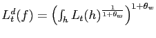 $L^d_{t}(f)=\left(\int_h L_t(h)^{\frac{1}{1+\theta_w}}\right)^{1+\theta_w}$