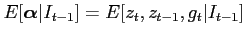 $ E[\boldsymbol{\alpha}\vert I_{t-1}]=E[z_t, z_{t-1},g_{t}\vert I_{t-1}]$