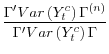 \displaystyle \frac{\Gamma^{\prime}Var\left( Y_{t}^{c}\right) \Gamma^{(n)}}{\Gamma ^{\prime}Var\left( Y_{t}^{c}\right) \Gamma}%