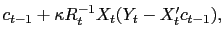 \textstyle c_{t-1} + \kappa R^{-1}_t X_t (Y_t - X'_t c_{t-1}),