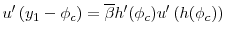  u' \left (y_1 - \phi_c \right ) = \overline{\beta} h'(\phi_c) u' \left (h(\phi_c) \right)