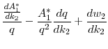 \displaystyle \frac{\frac{d A_1^*}{d k_2}}{q} - \frac{A_1^*}{q^2} \frac{d q}{d k_2} + \frac{d w_2}{d k_2}