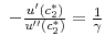 $ \ -\frac{u'(c_2^*)}{u^{\prime\prime}(c_2^*)} = \frac{1}{\gamma}$