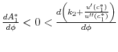 $ \frac{d A_1^*}{d \phi} < 0 < \frac{d \left ( k_2 + \frac{u'(c_1^*)}{u^{\prime\prime}(c_1^*)} \right )}{d \phi}$