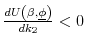  \frac{d U \left (\beta, \underline{\phi} \right )}{d k_2} < 0