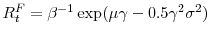 R_{t}^{F}=\beta^{-1}\exp(\mu\gamma-0.5\gamma^{2}\sigma^{2})