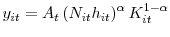  y_{it}=A_{t}\left( N_{it}h_{it}\right) ^{\alpha}K_{it}^{1-\alpha}