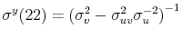  \sigma^y{(22)} = \left(\sigma_v^2 - \sigma_{uv}^2\sigma_u^{-2}\right)^{-1}