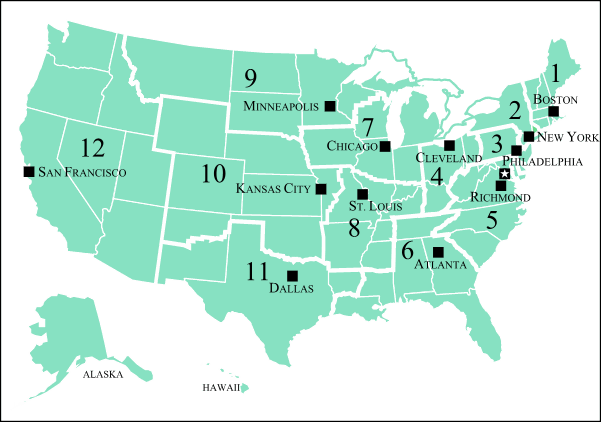 Map of Federal Reserve Districts
