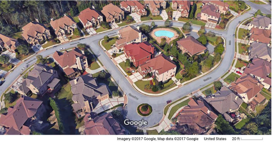 Figure 1. A Residential Neighborhood in the Suburbs of Atlanta, GA. See accessible link for data description.