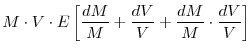 \displaystyle M\cdot V \cdot E\left[\frac{dM}{M} + \frac{dV}{V} + \frac{dM}{M} \cdot \frac{dV}{V}\right]