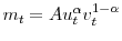  m_t=Au_t^{\alpha}v_t^{1-\alpha}