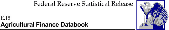 Federal Reserve Statistical Release, E.15, Agricultural Finance Databook; title with eagle logo links to Statistical Release home page