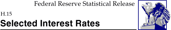 Federal Reserve Statistical Release, H.15, Selected Interest Rates; title with eagle logo links to Statistical Release home page