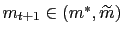 $ m_{t+1}\in\left( m^{\ast},\widetilde{m}\right) $