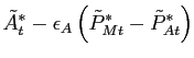 $\displaystyle \tilde{A}_{t}^* - \epsilon_A \left( \tilde{P}_{Mt}^* - \tilde{P}_{At}^* \right)$