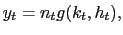 $\displaystyle y_{t} = n_{t} g(k_{t},h_{t}),$
