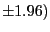 $\pm 1.96)$