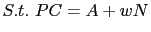 $\displaystyle S.t.~PC=A+wN $