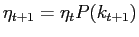 $\displaystyle \eta_{t+1}=\eta_{t}P(k_{t+1})$