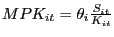 $ MPK_{it} =\theta_{i} \frac{S_{it} }{K_{it} }$