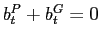 $ b^{P}_{t}+b^{G}_{t}=0$