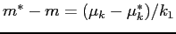 $m^*-m = (\mu_k -\mu^*_k)/k_1$