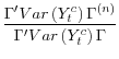 \displaystyle \frac{\Gamma^{\prime}Var\left( Y_{t}^{c}\right) \Gamma^{(n)}}{\Gamma ^{\prime}Var\left( Y_{t}^{c}\right) \Gamma}% 