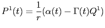 LaTex Encoded Math: \displaystyle P^{1}(t) = \frac{1}{r}(\alpha(t) - \Gamma(t) Q^{1})