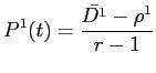 LaTex Encoded Math: \displaystyle P^{1}(t) = \frac{\bar{D^{1}}-\rho^{1}}{r-1} 
