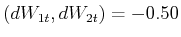  (dW_{1t},dW_{2t})=-0.50
