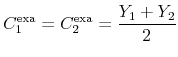 \displaystyle C_{1}^{\text{exa}}=C_{2}^{\text{exa}}=\frac{Y_{1}+Y_{2}}{2}% 