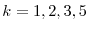 k=1,2,3,5