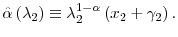 \hat{\alpha}\left( \lambda_{2}\right) \equiv\lambda_{2}^{1-\alpha}\left( x_{2}+\gamma_{2}\right) .