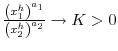  \frac{\left( x_{1}^{h}\right) ^{a_{1}}}{\left( x_{2}^{h}\right) ^{a_{2}}}\rightarrow K>0