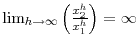 \lim_{h\rightarrow\infty}\left( \frac{x_{2}^{h}% }{x_{1}^{h}}\right) =\infty