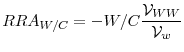 \displaystyle RRA_{W/C}=-W/C\frac{\mathcal{V}_{WW}}{\mathcal{V}_{w}}%