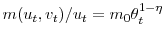  m(u_{t},v_{t}% )/u_{t}=m_{0}\theta_{t}^{1-\eta}