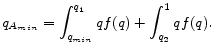 \displaystyle q_{A_{min}} = \int_{q_{min}}^{q_1} qf(q) + \int_{q_2}^{1} qf(q).