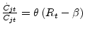  \frac{\dot{C}_{jt}}{C_{jt} }=\theta \left( R_{t}-\beta \right) 
