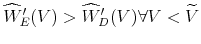  \widehat{W}^\prime_E(V)>\widehat{W}'_D(V) \forall V<\widetilde{V}
