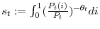  s_{t} := \int_{0}^{1} (\frac{P_{t}(i)}{P_{t}})^{-\theta_{t}} di