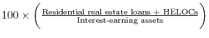  100\times \biggl(\frac{\text{Residential real estate loans + HELOCs}}{\text{Interest-earning assets}} \biggr)