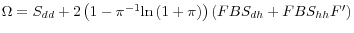  \Omega =S_{dd}+2\left(1-{\pi }^{-1}{\rm ln}\left(1+\pi \right)\right)\left(FBS_{dh}+FBS_{hh}F'\right)