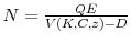  N = \frac{Q E}{V(K,C,z)-D}