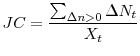 \displaystyle JC= \frac{\sum_{\Delta n >0} \Delta N_t}{X_t}